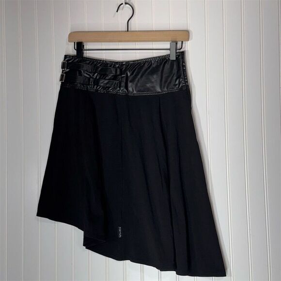 Tripp NYC Daang Goodman Asymmetrical Skirt Black Faux Leather Trim Buckle Punk S - Picture 2 of 9